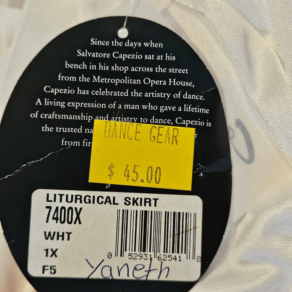Capezio Plus White Liturgical Skirt Women 1X Maxi Praise Dance Shimmer NEW - Picture 7 of 7